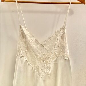 Vintage White Lace-Trim Satin Slip Dress - Women Intimates & Sleepwear